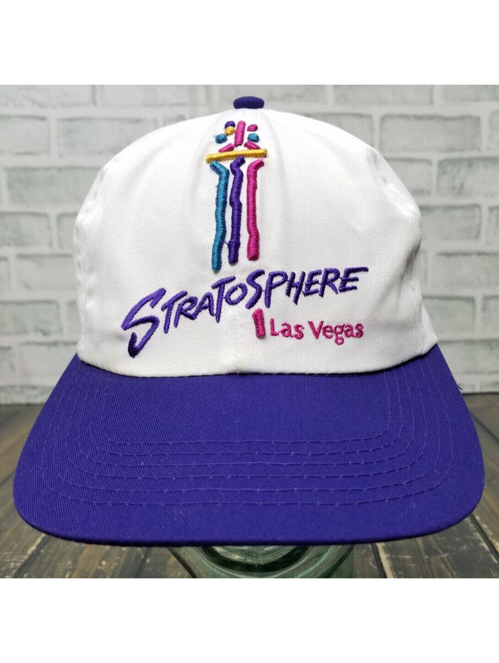 Las Vegas Stratosphere Tower Casino Vintage  Strapback Cap Hat WHITE